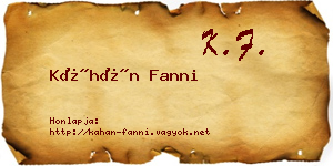 Káhán Fanni névjegykártya